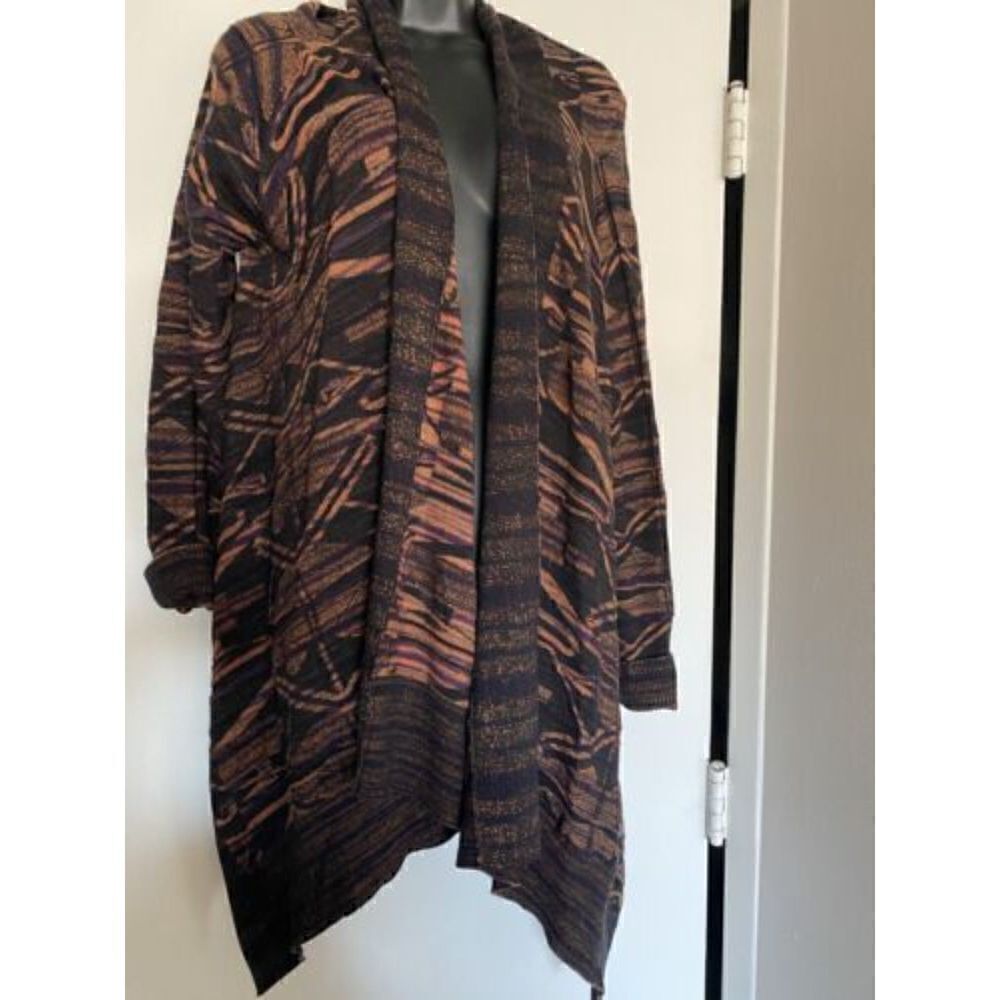 SOFT SURROUNDINGS Retails $118 Jacquard Wool Blend Draped Cardigan Sz Large
